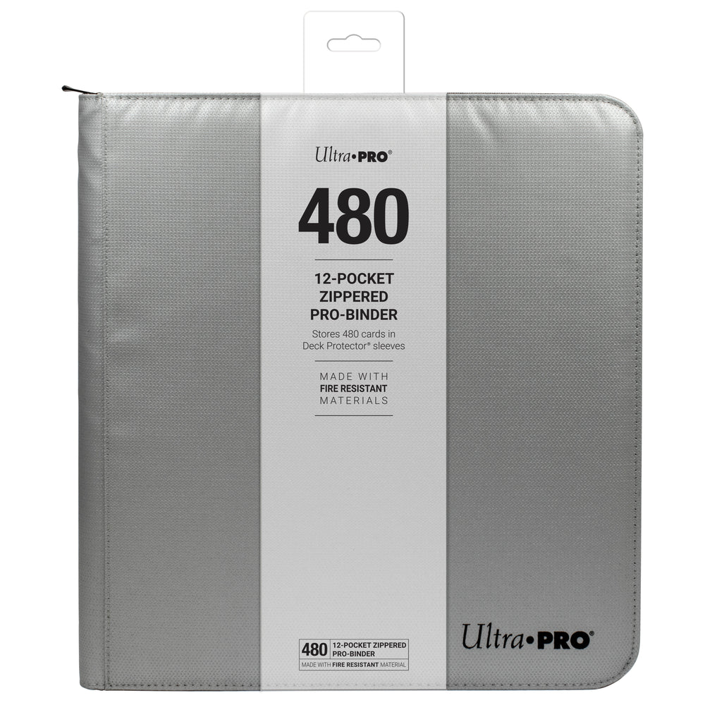 Ultra Pro 12-Pocket Zippered PRO-Binder: Silver Made With Fire Resistant Materials