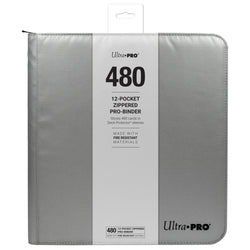 Ultra Pro 12-Pocket Zippered PRO-Binder: Silver Made With Fire Resistant Materials