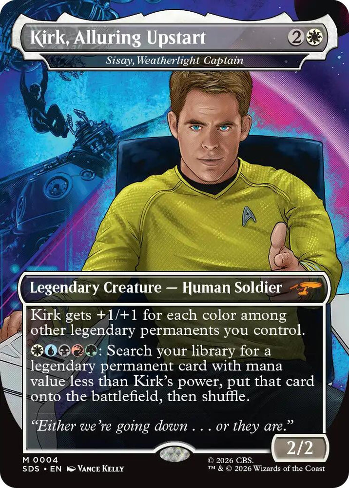Kirk, Alluring Upstart - Sisay, Weatherlight Captain (Borderless) [Star Trek: Stardates]