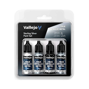 Vallejo True Metallic Metal Sterling Silver Paint Set 77251