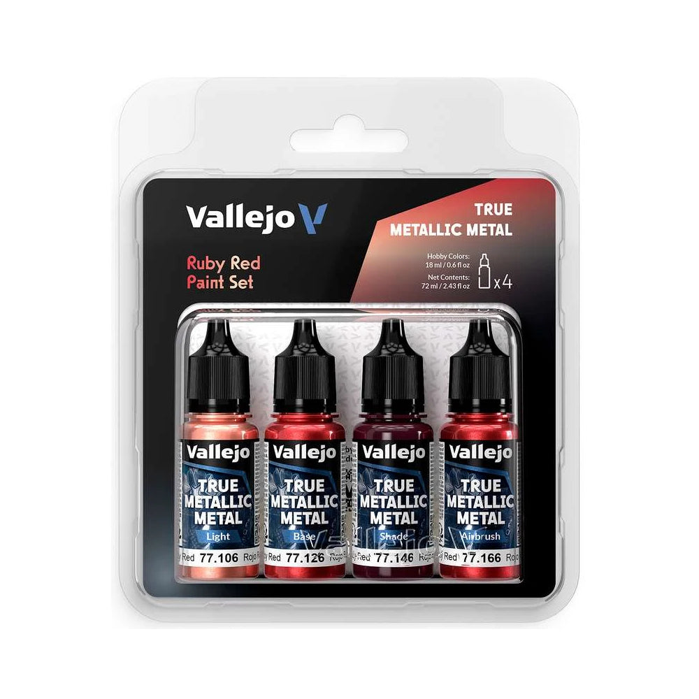 Vallejo True Metallic Metal Ruby Red Paint Set 77254