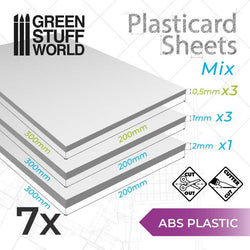 GSW - ABS Plasticard A4 - Variety 7 sheets pack