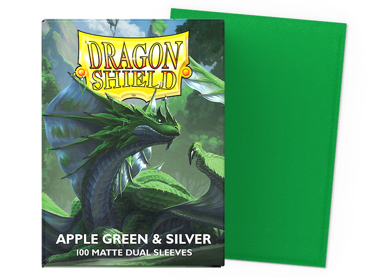 Dragon Shield Standard Size - Dual Matte Apple Green & Silver 100pc