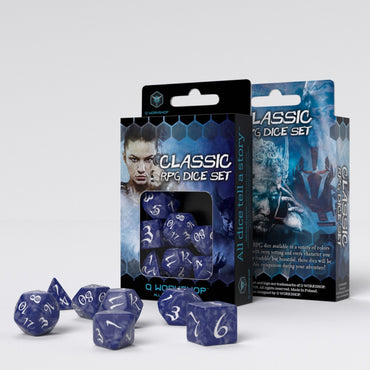 Q Workshop Classic RPG Dice Set Cobalt & White
