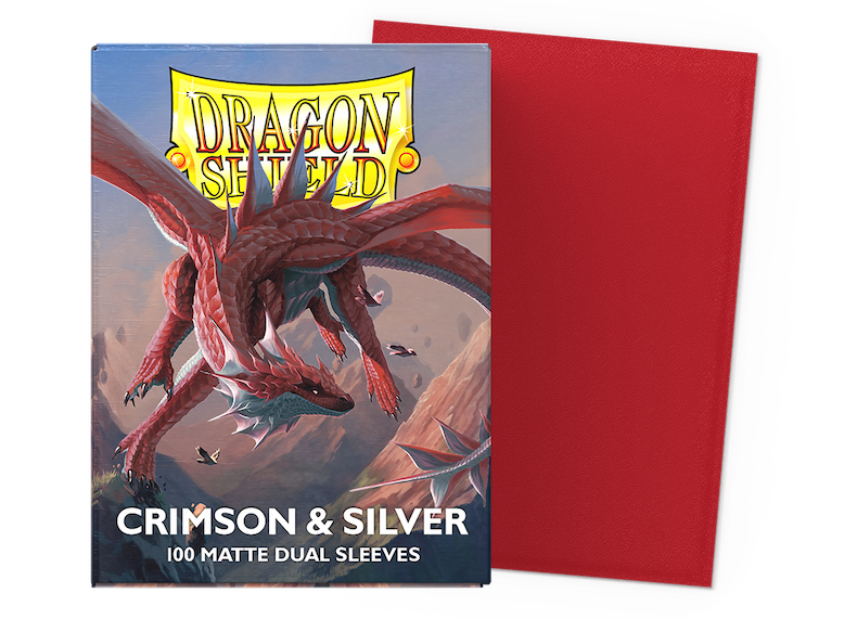 Dragon Shield Standard Size - Dual Matte Crimson & Silver 100pc