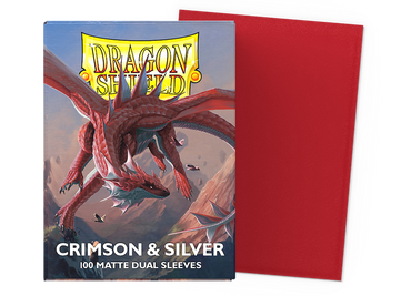 Dragon Shield Standard Size - Dual Matte Crimson & Silver 100pc