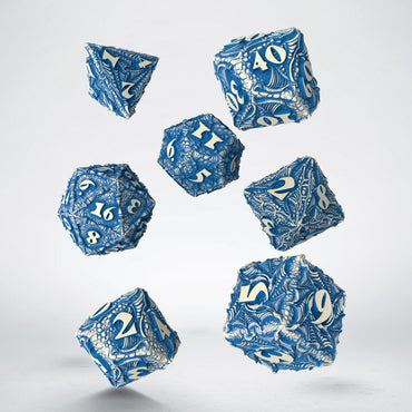Q Workshop Dracopolis RPG Dice Set Beige & Blue