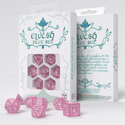 Q Workshop Elvish RPG Dice Set Pink & White