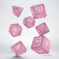 Q Workshop Elvish RPG Dice Set Pink & White