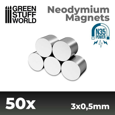 Green Stuff World - Neodymium Magnets 3x0'5mm - 50 units (N35)