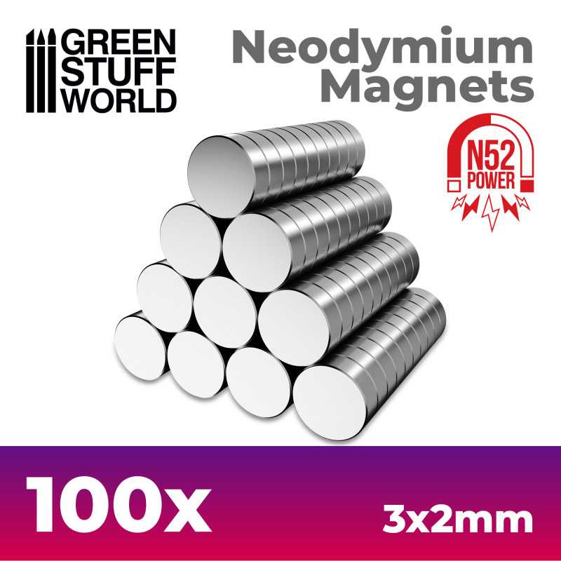 Green Stuff World - Neodymium Magnets 3x2mm - 100 units (N52)