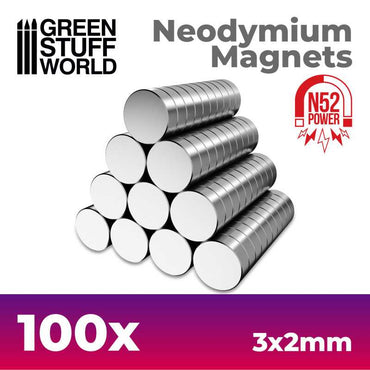 Green Stuff World - Neodymium Magnets 3x2mm - 100 units (N52)