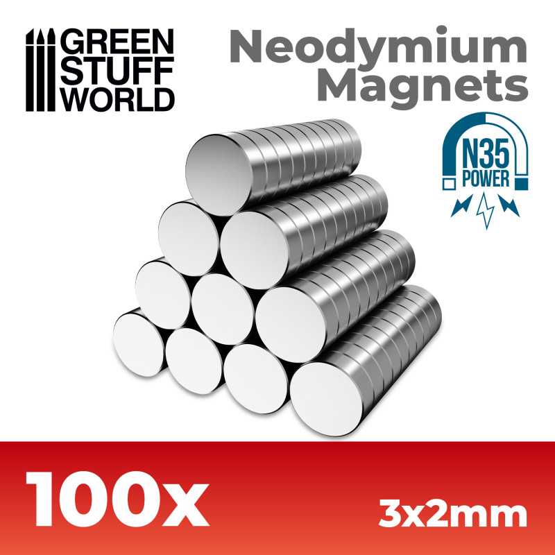 Green Stuff World - Neodymium Magnets 3x2mm - 100 units (N35)