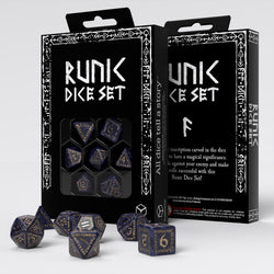 Q Workshop Runic Mixed RPG Dice Set Blue & Gold