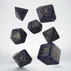 Q Workshop Runic Mixed RPG Dice Set Blue & Gold