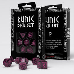 Q Workshop Runic Shimmering RPG Dice Set Black & Magenta