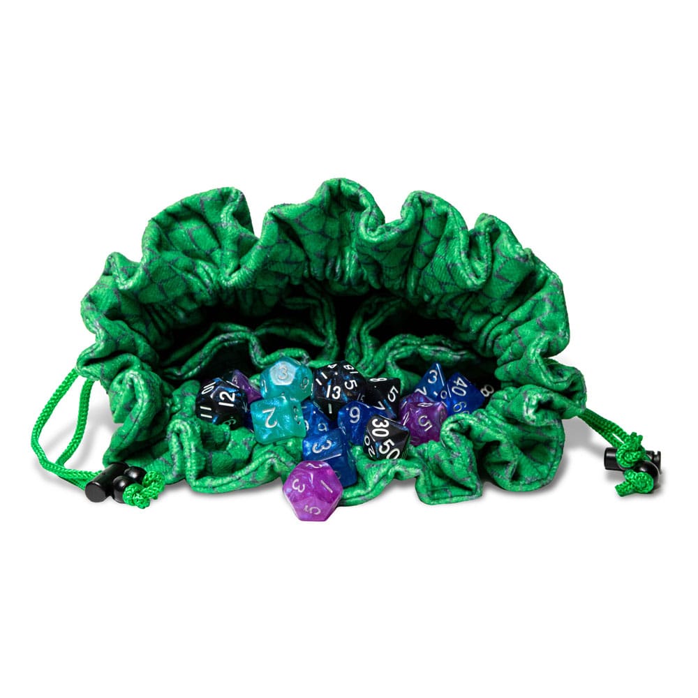 MDG - Dragon Storm Dice Bag with Pockets: Green Dragon Scales
