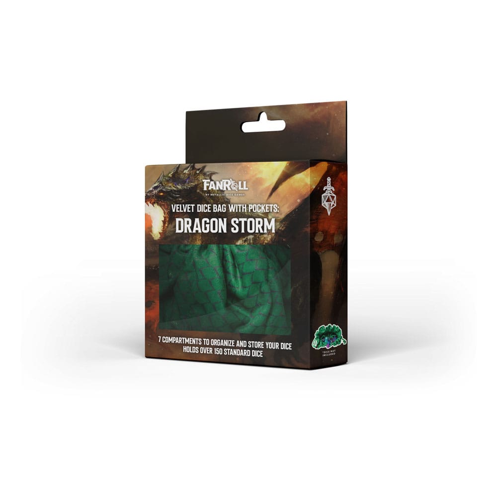 MDG - Dragon Storm Dice Bag with Pockets: Green Dragon Scales