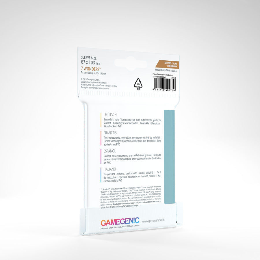 7 Wonders Board Games Sleeves 67 x 103 mm (Brown)