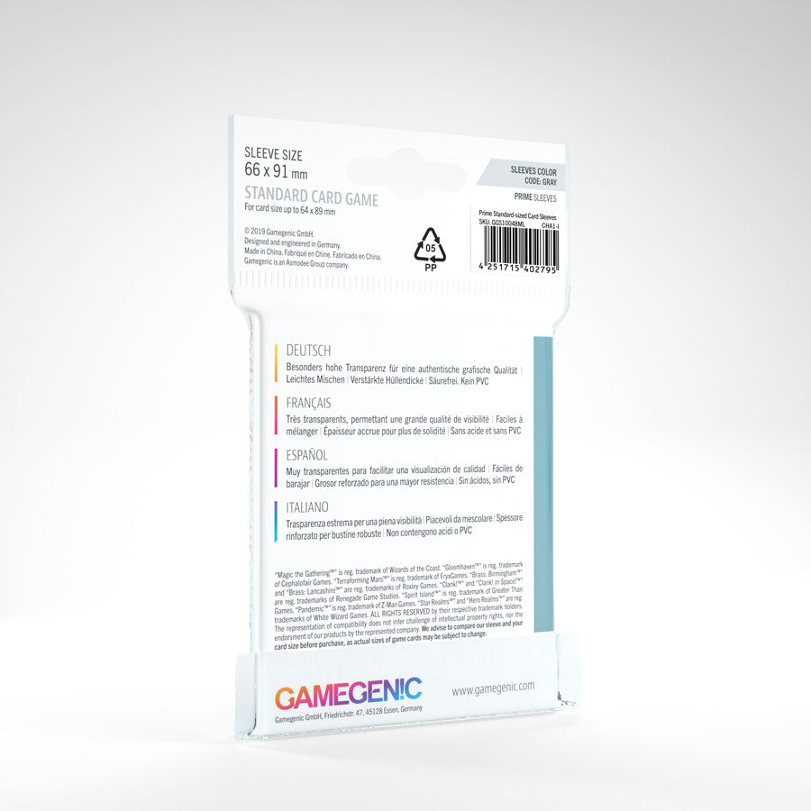 Standard Board Games Sleeves 66 x 91 mm (Grey)