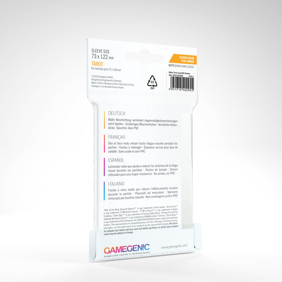 Tarot Matte Board Games Sleeves 73x122 mm (Orange)