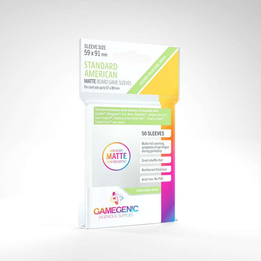 Standard American Matte Board Games Sleeves 59x91 mm (Green)