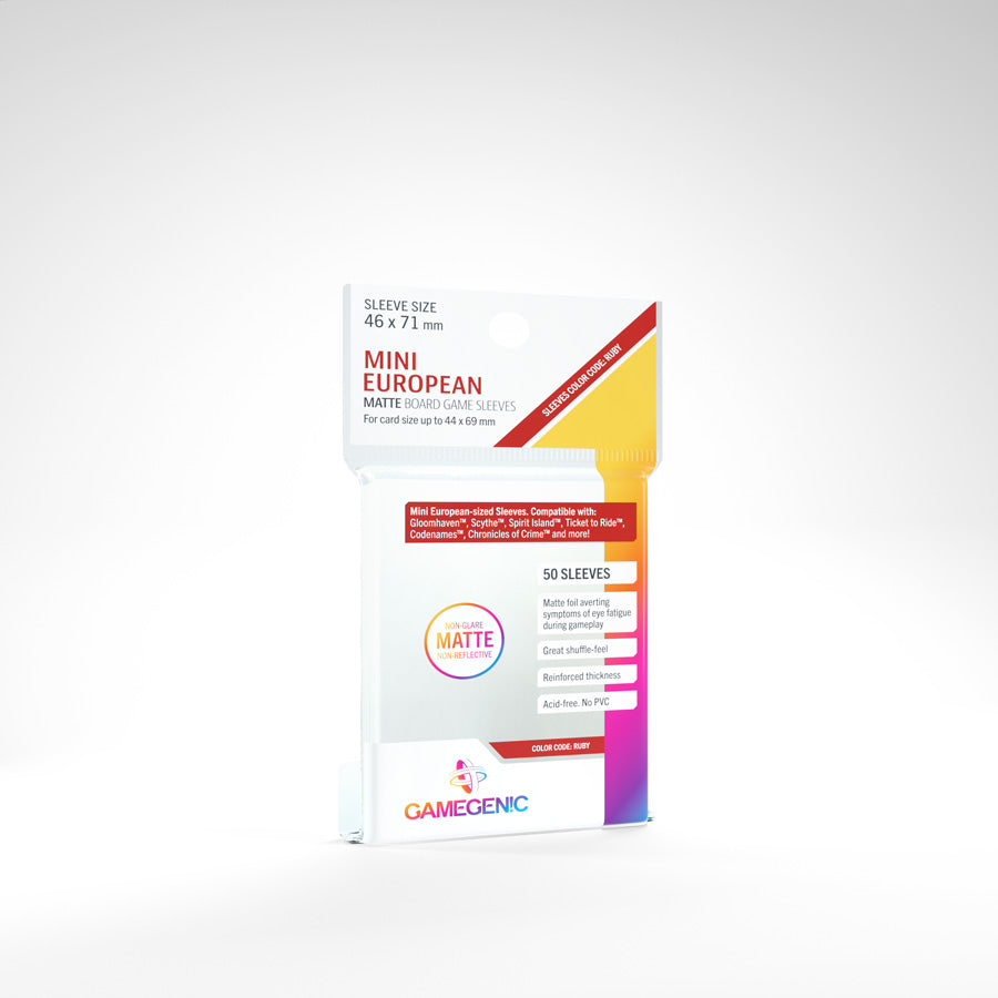 Mini European Matte Board Games Sleeves 46x71mm (Ruby)