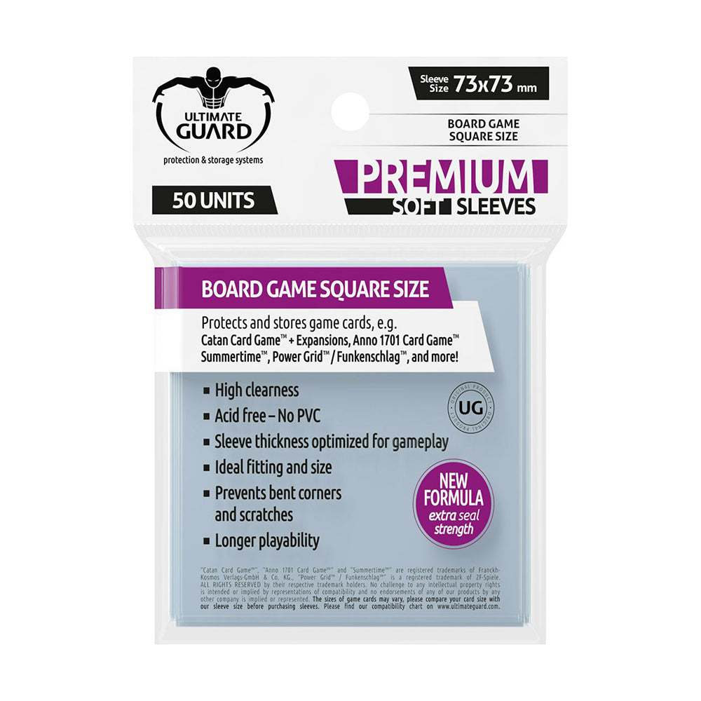 Ultimate Guard Premium Soft Sleeves for Board Game Cards Square 73x73 (50pcs)