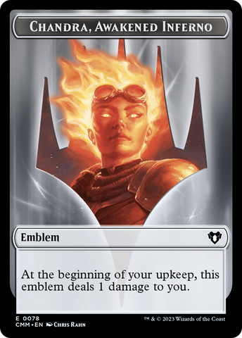Chandra, Awakened Inferno Emblem // Wizard Double-Sided Token [Commander Masters Tokens]