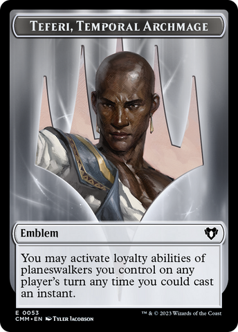 Clue // Emblem - Teferi, Temporal Archmage Double-Sided Token [Commander Masters Tokens]